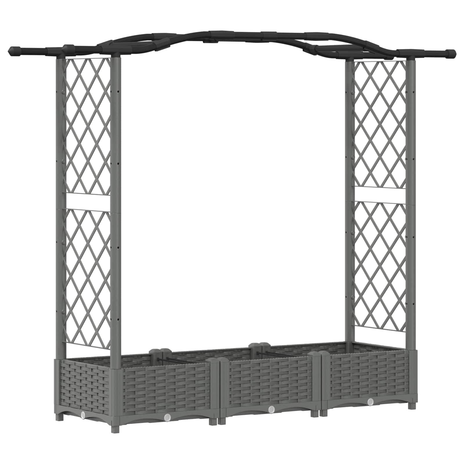 ComfortXL - Jardinière surélevée polypropylène toit courbé treillis végétaux grimpants Gris clair - ComfortXL Outdoor Living - Image 2
