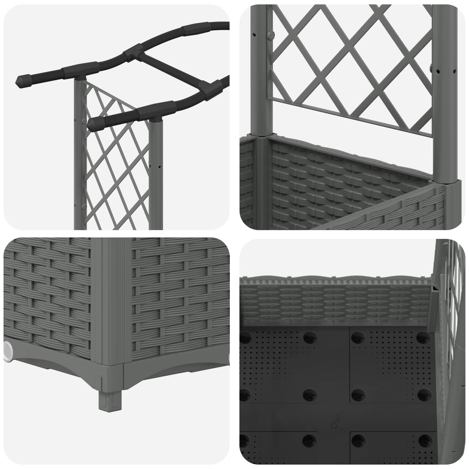 ComfortXL - Jardinière surélevée polypropylène toit courbé treillis végétaux grimpants Gris clair - ComfortXL Outdoor Living - Image 6
