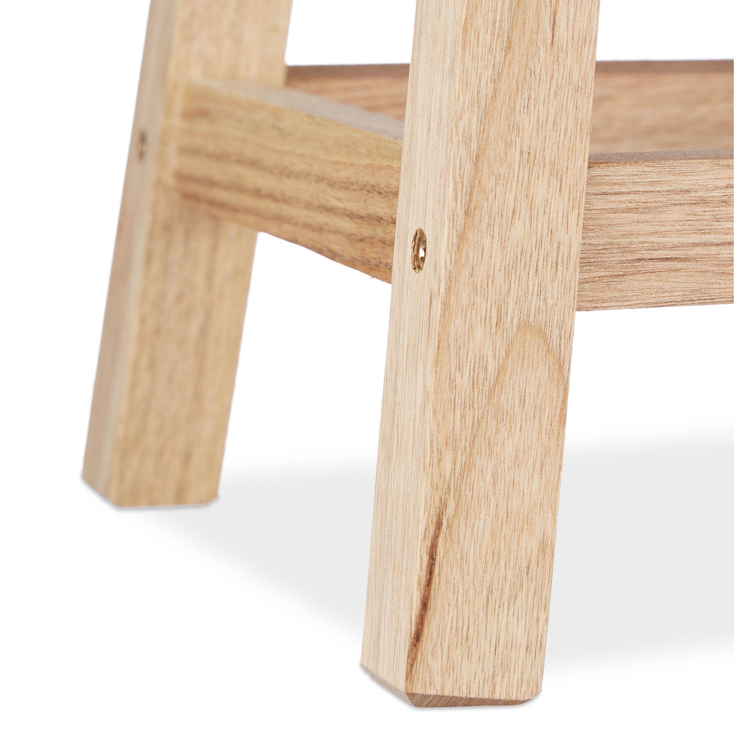 Tabouret repose-pied en bois support pour pot de fleurs et plantes en noyer - Image 3