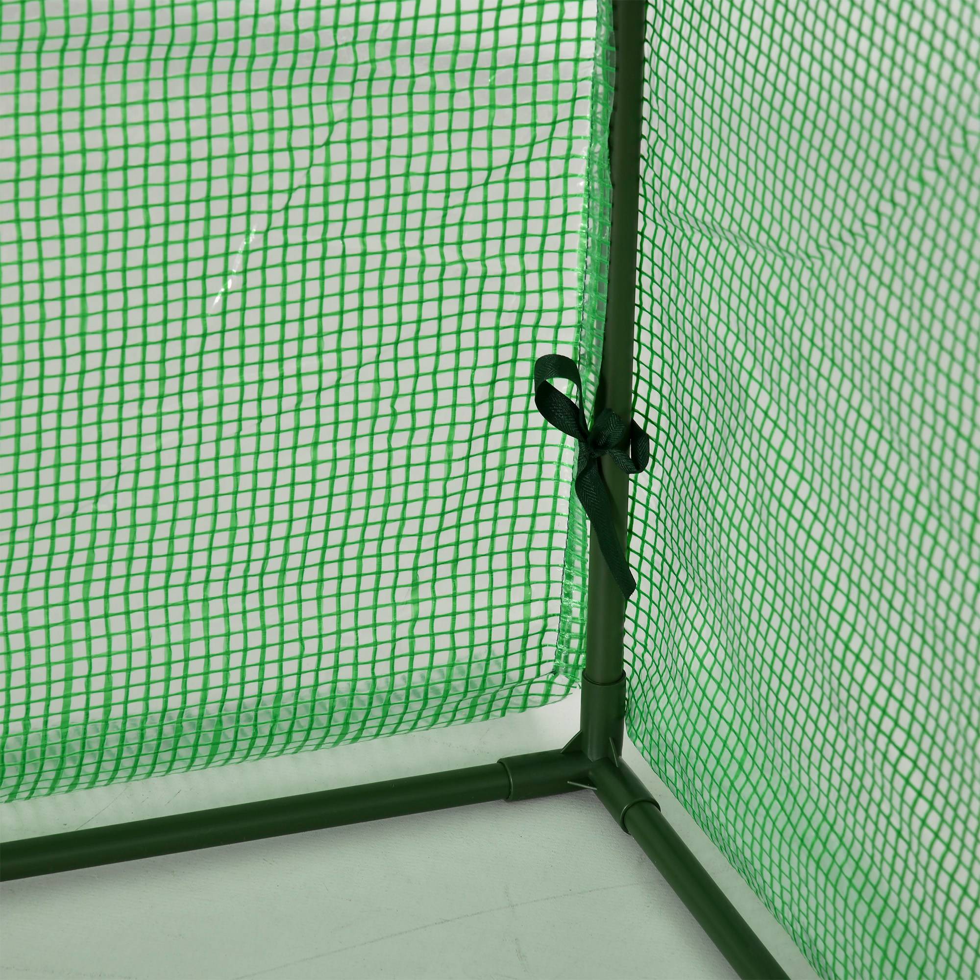 Mini serre tunnel à tomates acier bâche PE protection potager 3 portes 295x100x80cm vert - ComfortXL Outdoor Living - Image 10