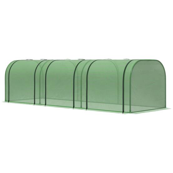 Mini serre tunnel à tomates acier bâche PE protection potager 3 portes 295x100x80cm vert - ComfortXL Outdoor Living - Image 2