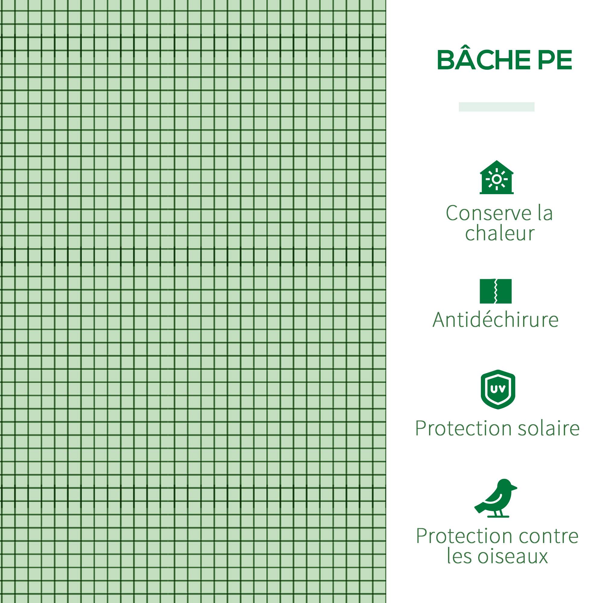 Mini serre tunnel à tomates acier bâche PE protection potager 3 portes 295x100x80cm vert - ComfortXL Outdoor Living - Image 6