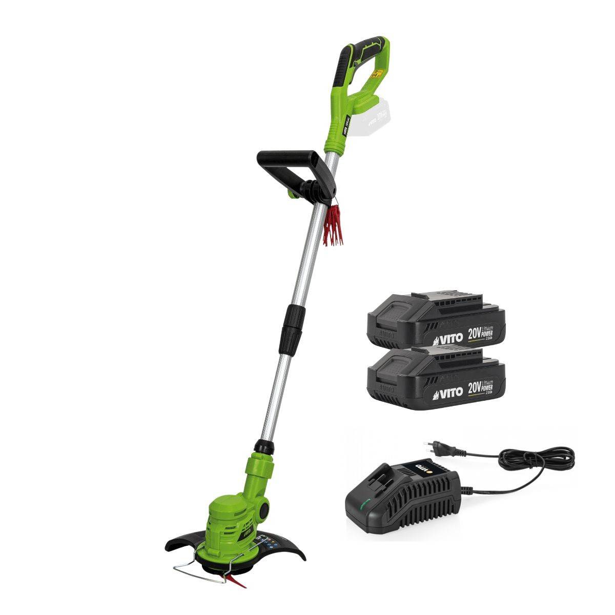 Coupe Bordure sans fil 20V + 2 Batteries 2AH + Chargeur + Jeu de 20 lames coupantes VITO - Image 1