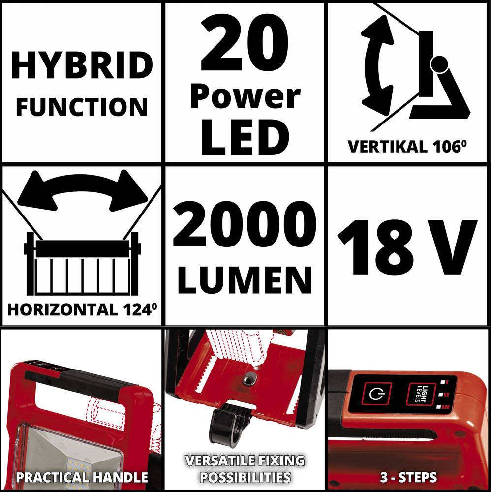 Einhell - Lampe sur batterie TE-CL 18/2000 LiAC - Solo Einhell - Image 3