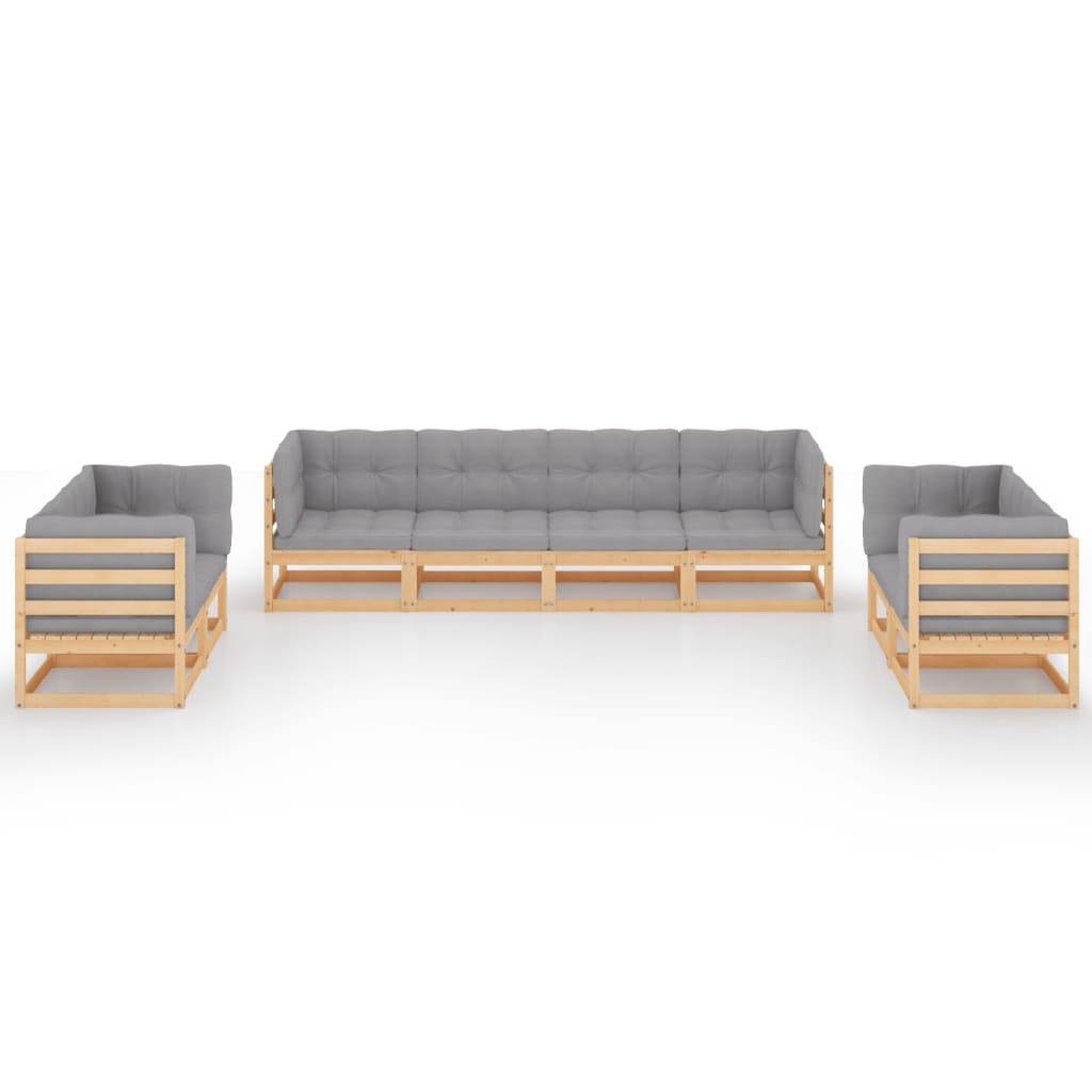 Helloshop26 - Salon de jardin meuble d'extérieur ensemble de mobilier 8 pièces avec coussins bois de pin massif - Image 1