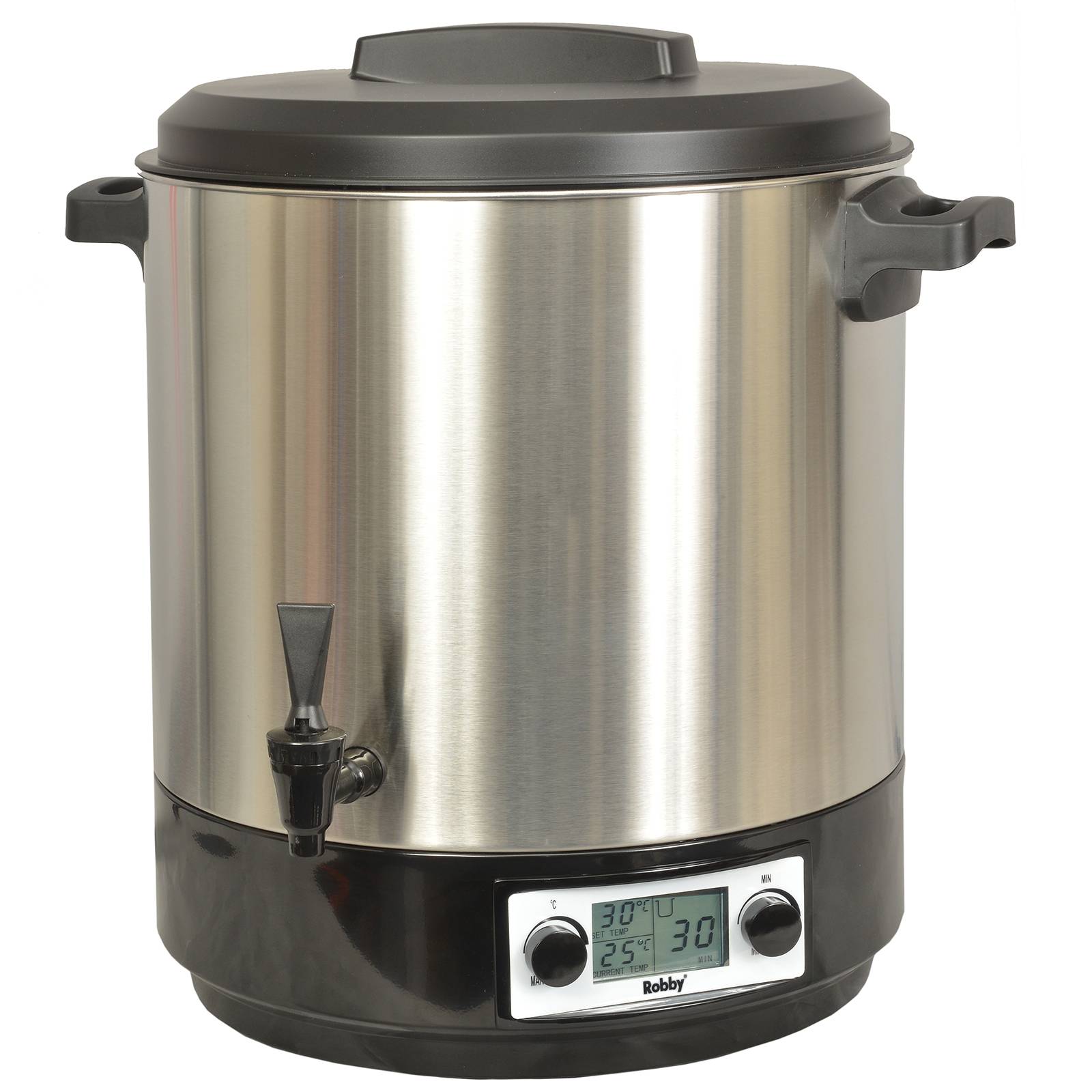 Stérilisateur de bocaux électrique cuve inox avec écran lcd robinet et minuteur 31l 2000w STERI PRO INOX XL LCD Robby - Image 1