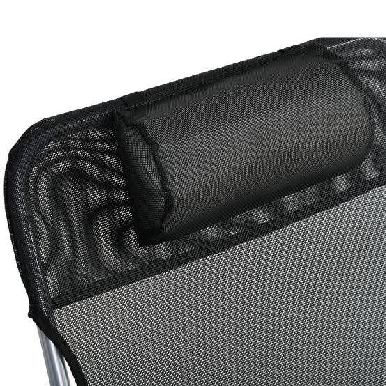 Transat pliant métal extérieur dossier inclinable avec coussin oreiller noir - ComfortXL Outdoor Living - Image 10