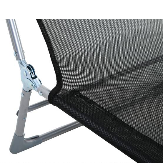 Transat pliant métal extérieur dossier inclinable avec coussin oreiller noir - ComfortXL Outdoor Living - Image 9