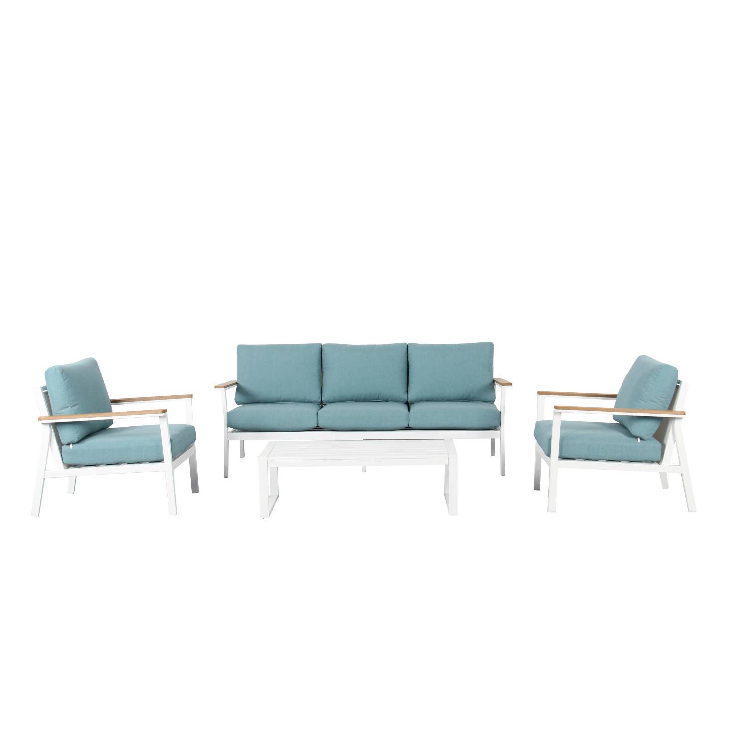 Autre - Salon de jardin en aluminium 5 places- vert blanc - extérieur - SOLEA - Image 1