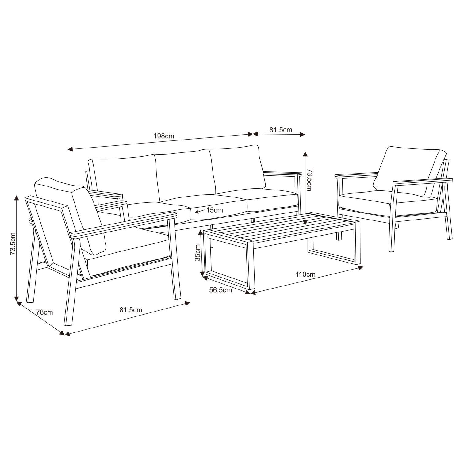 Autre - Salon de jardin en aluminium 5 places- vert blanc - extérieur - SOLEA - Image 6
