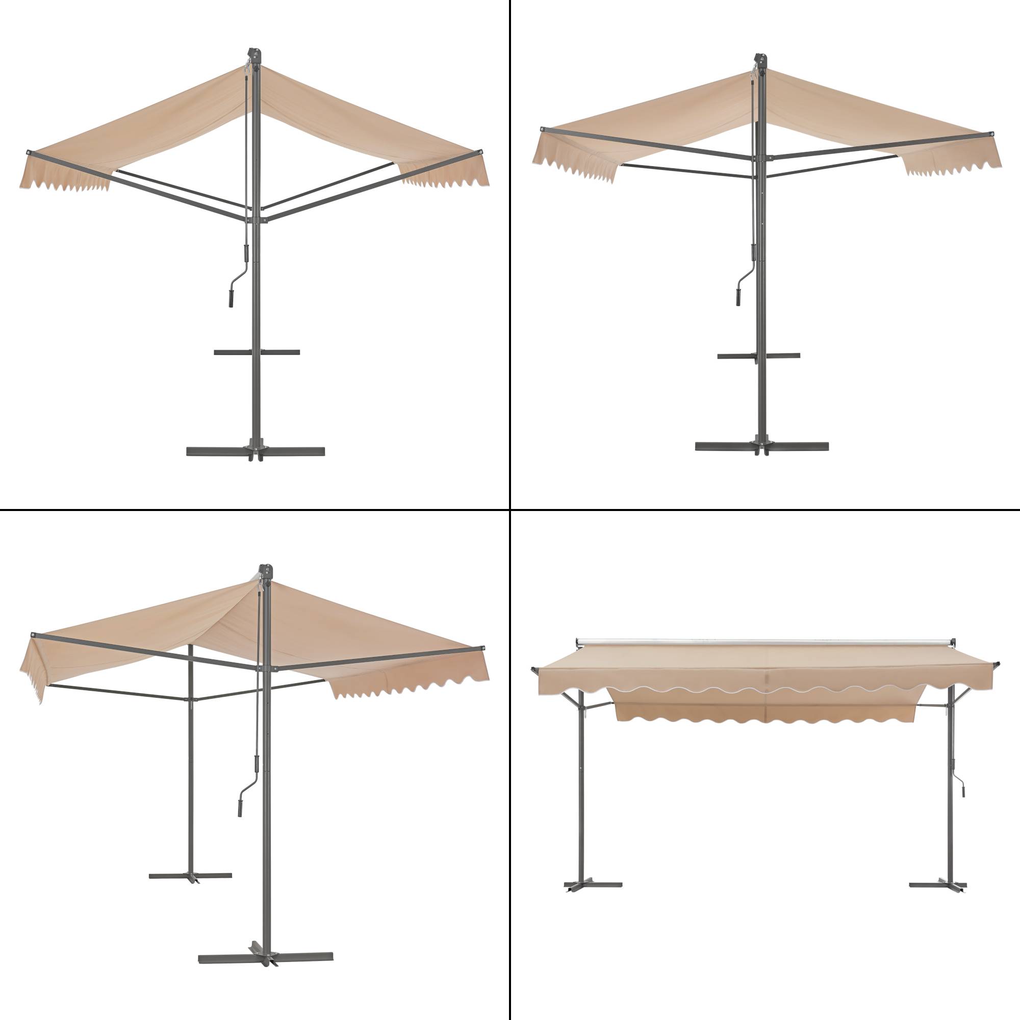 Pro.Tec - Store banne autoportant Selenizza à double pente 300 x 300 x 260 cm sable [pro.tec] - Image 5