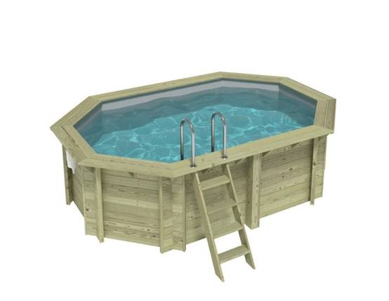 Altanka - Piscine hors sol en bois NEMO 4.3 x 3 - H.1.18 m, gris clair, fixations à sceller - BAS7302OSPI2 - ALTANKA - Image 1