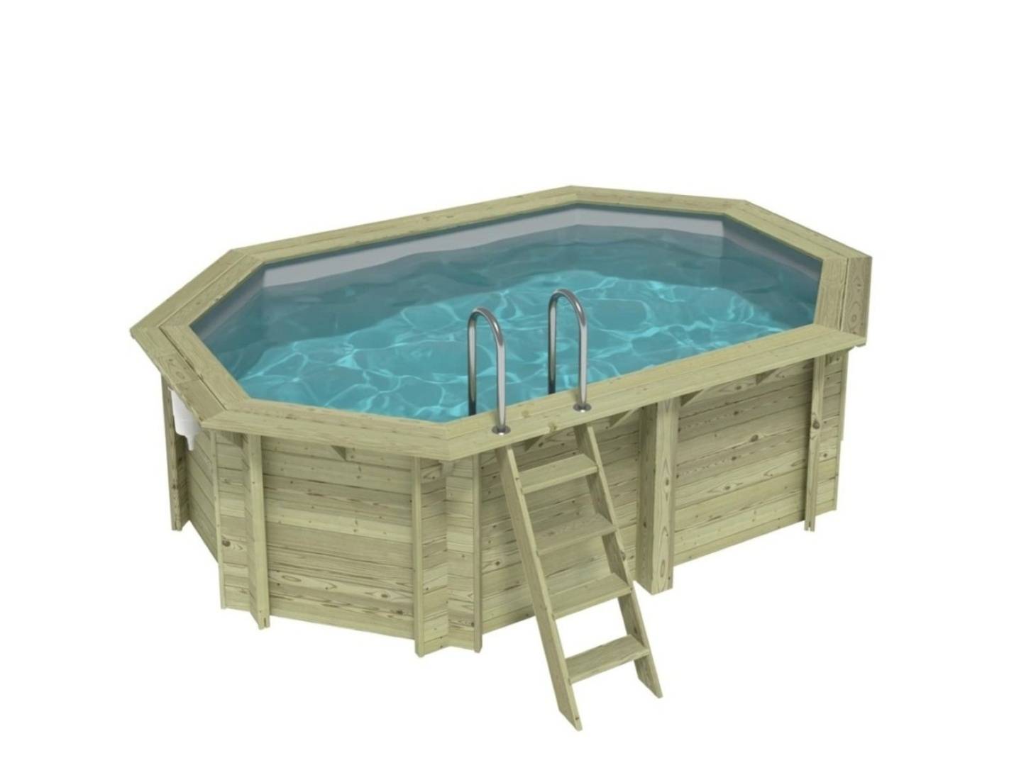 Altanka - Piscine hors sol en bois NEMO 4.3 x 3 - H.1.18 m, gris clair, fixations à sceller - BAS7302OSPI2 - ALTANKA - Image 1