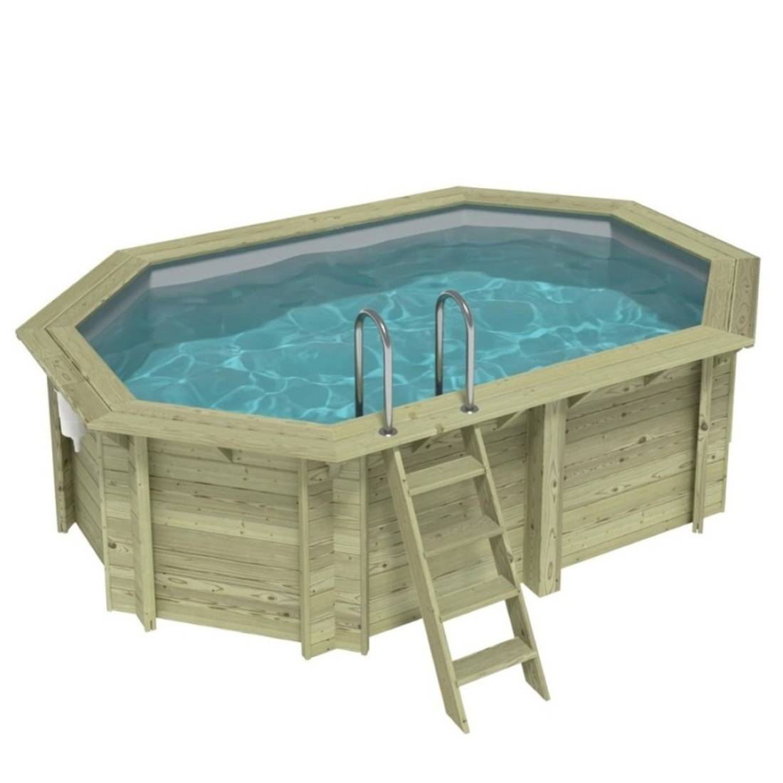 Altanka - Piscine hors sol en bois NEMO 4.3 x 3 - H.1.18 m, gris clair, fixations à sceller - BAS7302OSPI2 - ALTANKA - Image 1