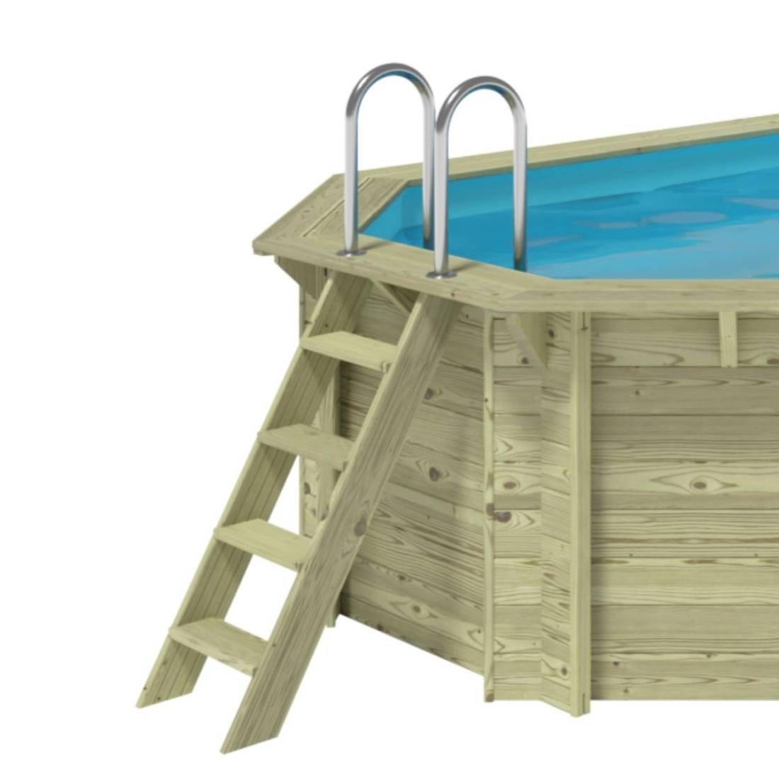 Altanka - Piscine hors sol en bois NEMO 4.3 x 3 - H.1.18 m, gris clair, fixations à sceller - BAS7302OSPI2 - ALTANKA - Image 9