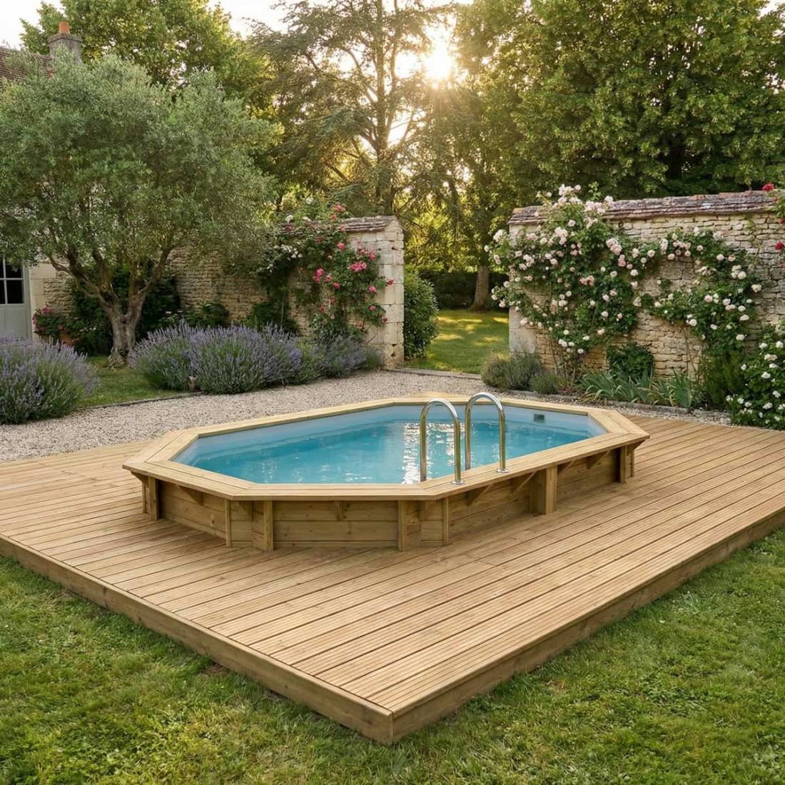 Altanka - Piscine hors sol en bois NEMO 4.3 x 3 - H.1.18 m, gris clair, fixations à sceller - BAS7302OSPI2 - ALTANKA - Image 3