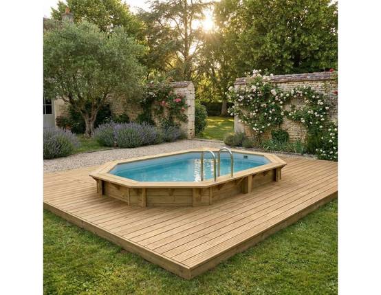 Altanka - Piscine hors sol en bois NEMO 4.3 x 3 - H.1.18 m, gris clair, fixations à sceller - BAS7302OSPI2 - ALTANKA - Image 3