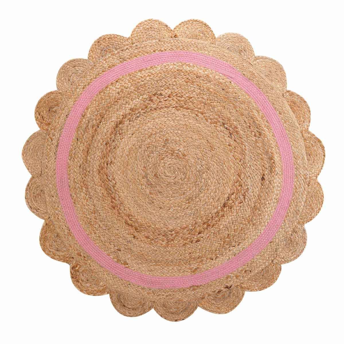 Tapis Déco Enfant Rond "Rosaly" 90cm Beige - Image 1