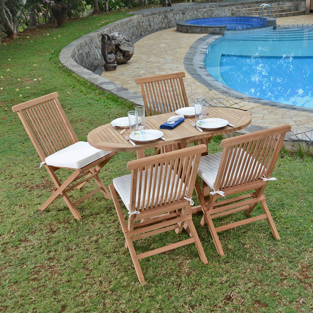 Table pliante ovale en teck massif Manoï pour balcon - TECK'Attitude - Image 4