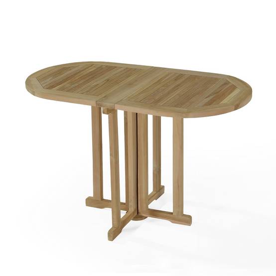 Table pliante ovale en teck massif Manoï pour balcon - TECK'Attitude - Image 1