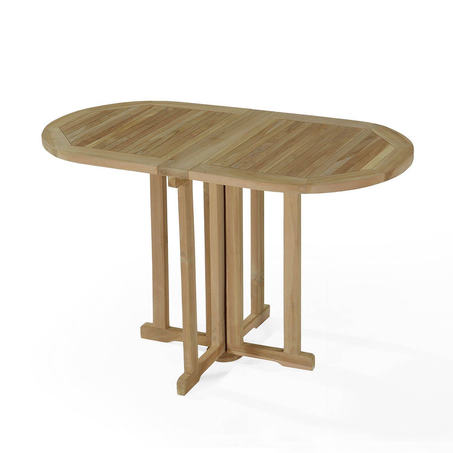Table pliante ovale en teck massif Manoï pour balcon - TECK'Attitude - Image 1
