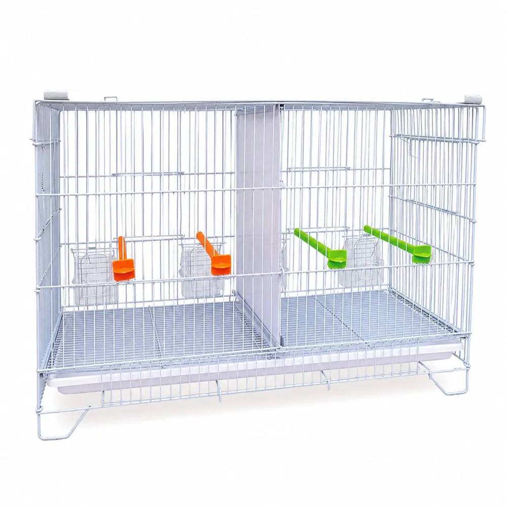 Lot de 3 cages d'élevage oiseaux équipées et superposables avec clips - Image 3