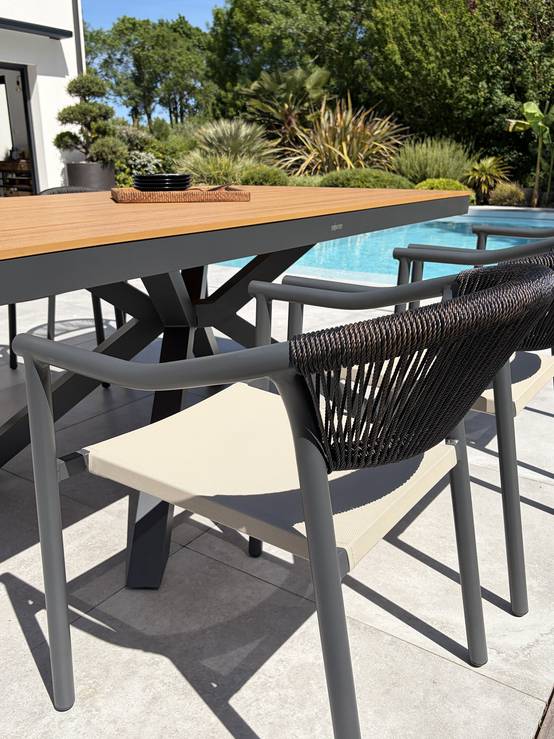 Dcb Garden - Ensemble repas de jardin 6 places en alu - Gris anthracite - LAMU - Image 3