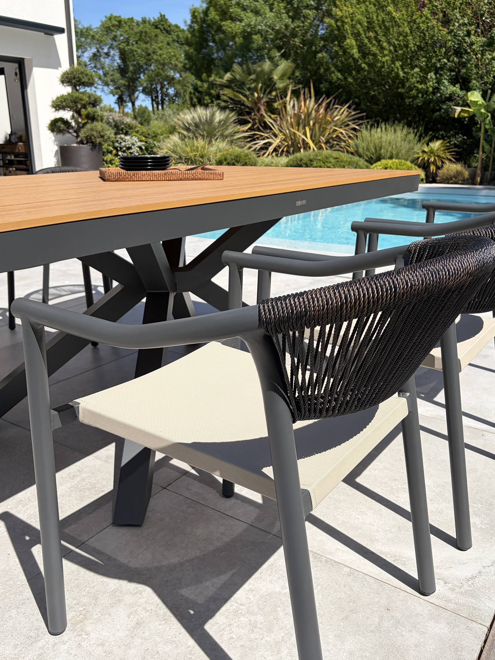 Dcb Garden - Ensemble repas de jardin 6 places en alu - Gris anthracite - LAMU - Image 3