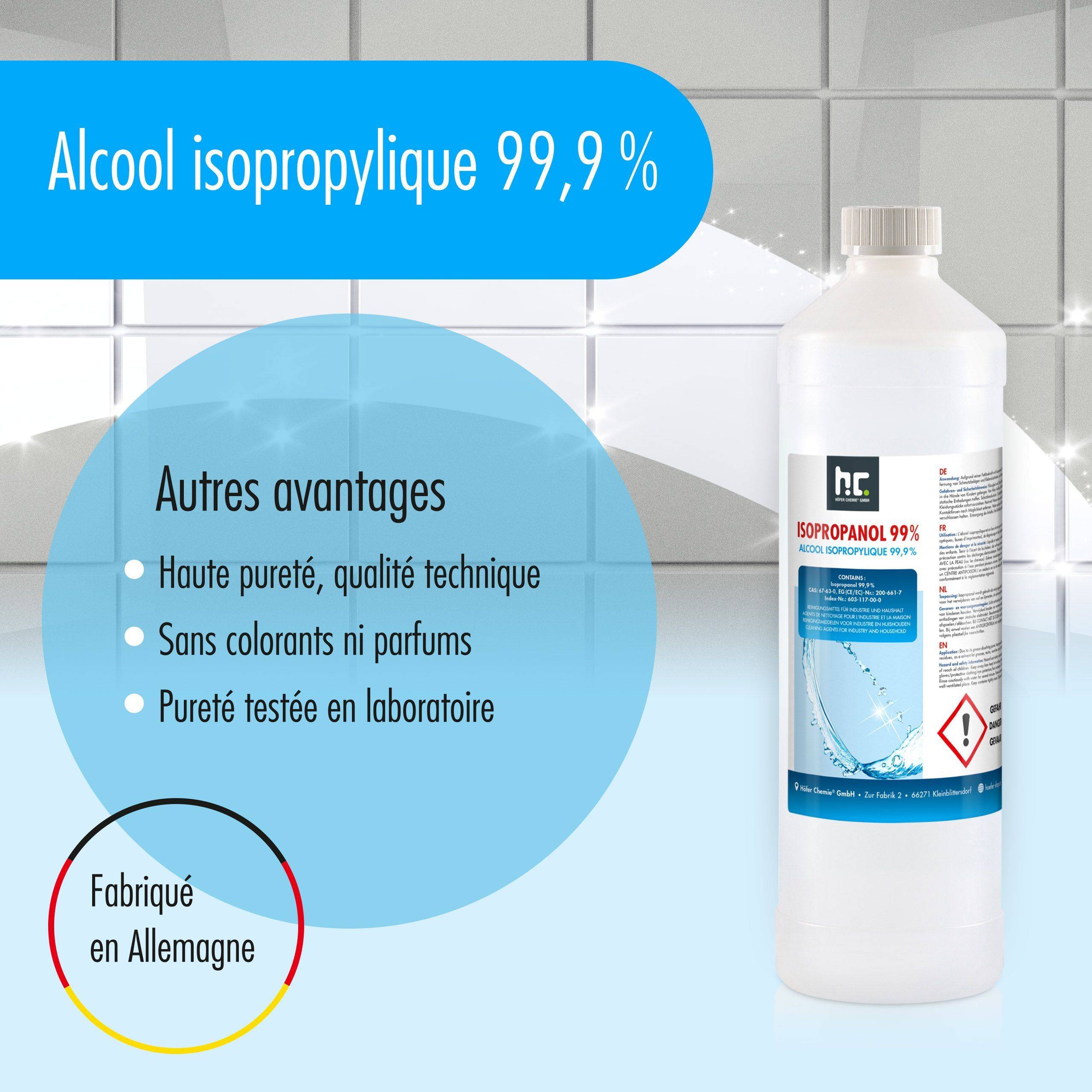 Alcool isopropylique 99,9% Höfer Chemie® en bouteille de 1 L x 3 - Image 5