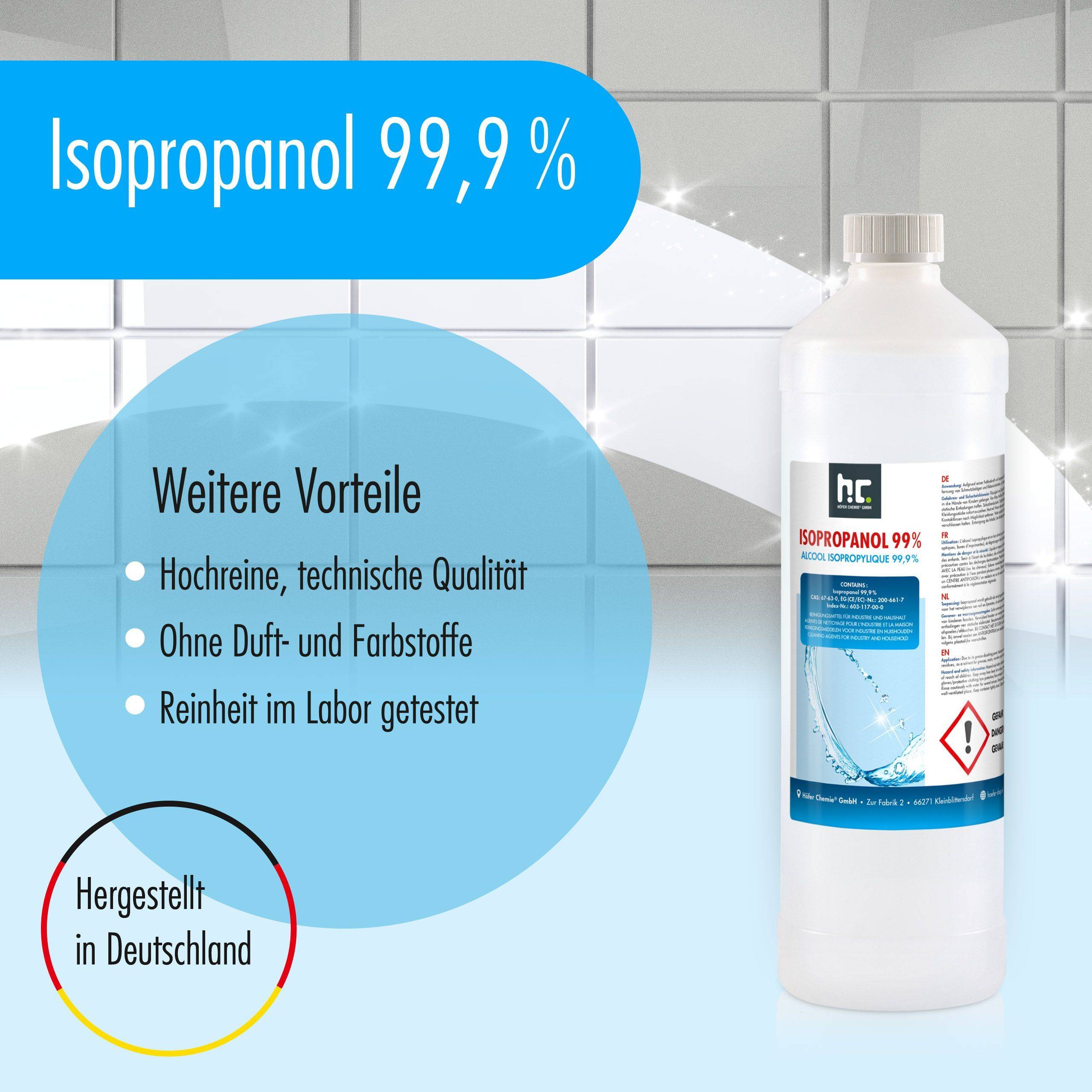 Alcool isopropylique 99,9% Höfer Chemie® en bouteille de 1 L x 3 - Image 2