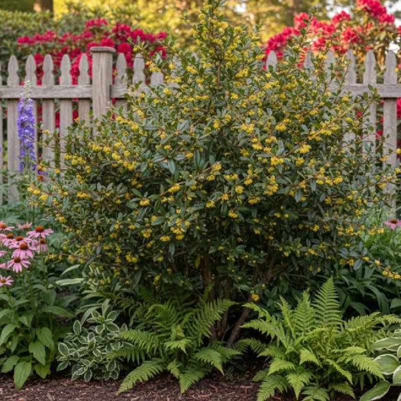 Epine-vinette julianae, Berberis de Saint-Jean à fleurs Jaune - feuillage Persistant - Pot de 4L - 20/40 cm-  hauteur à maturité De 0,15 m à 0,50 m - Image 5