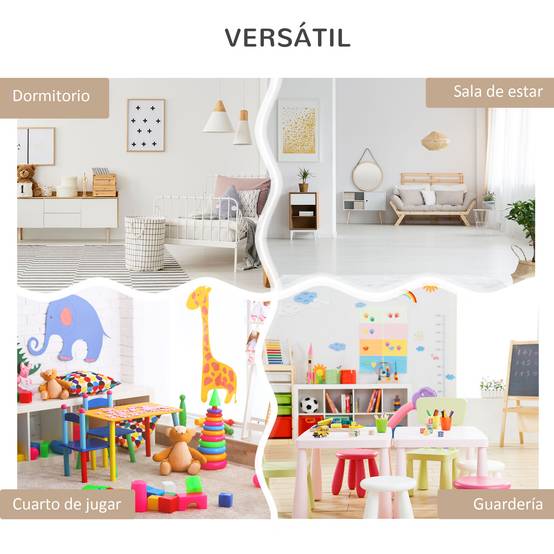 Étagère bois grise 3 compartiments 2 cubes tiroir mobile 4 roulettes rangement jouets livres 60 × 29,9 × 90 cm - Image 9