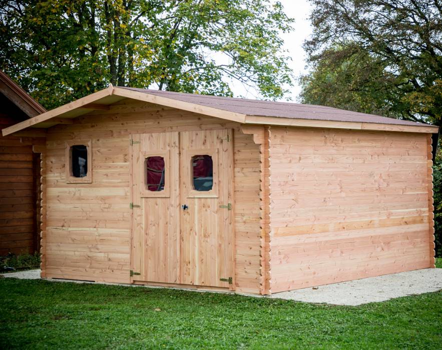 Habrita - Abri DOMMAR Douglas madriers 28 mm - 18,90 m² - sans plancher - toit double pente Habrita - Image 2