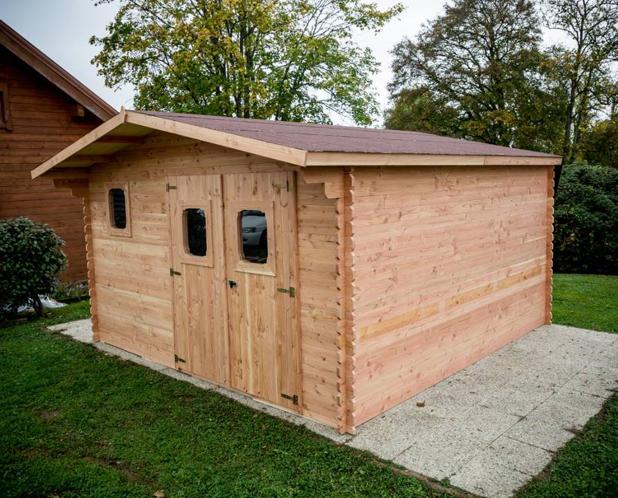 Habrita - Abri DOMMAR Douglas madriers 28 mm - 18,90 m² - sans plancher - toit double pente Habrita - Image 3