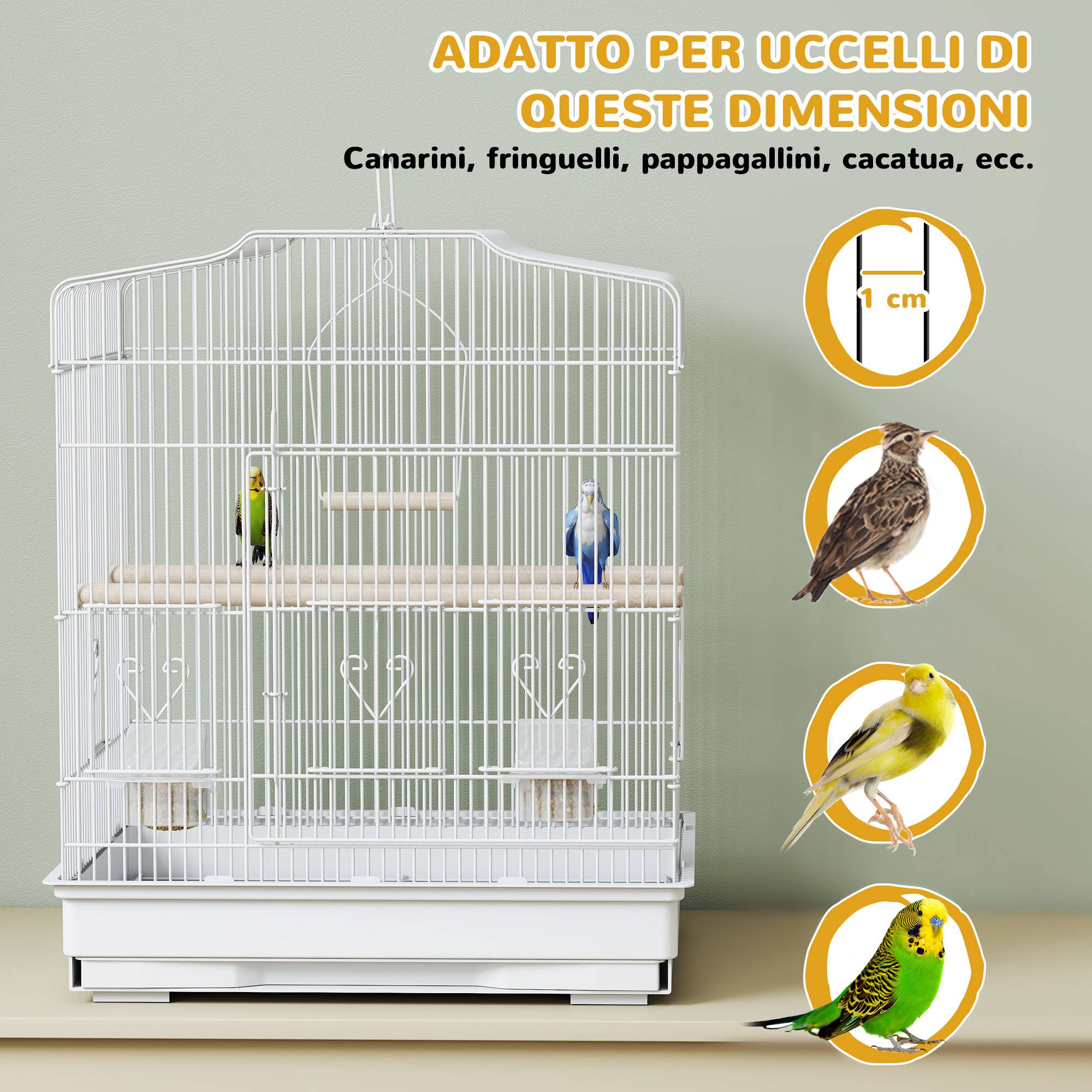 ComfortXL - Cage oiseaux acier blanc 46,5 x 36 x 59 cm pour perruches et canaris plateau amovible - ComfortXL Outdoor Living - Image 9