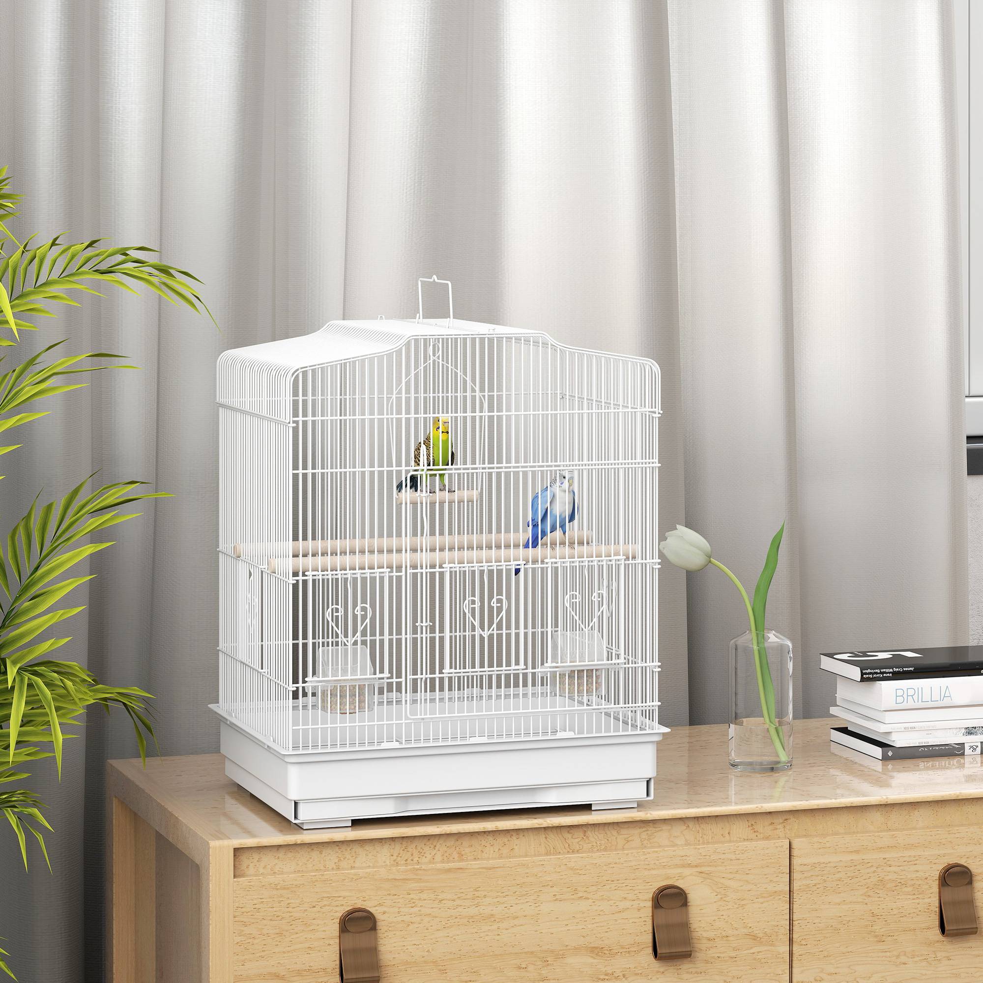 ComfortXL - Cage oiseaux acier blanc 46,5 x 36 x 59 cm pour perruches et canaris plateau amovible - ComfortXL Outdoor Living - Image 3