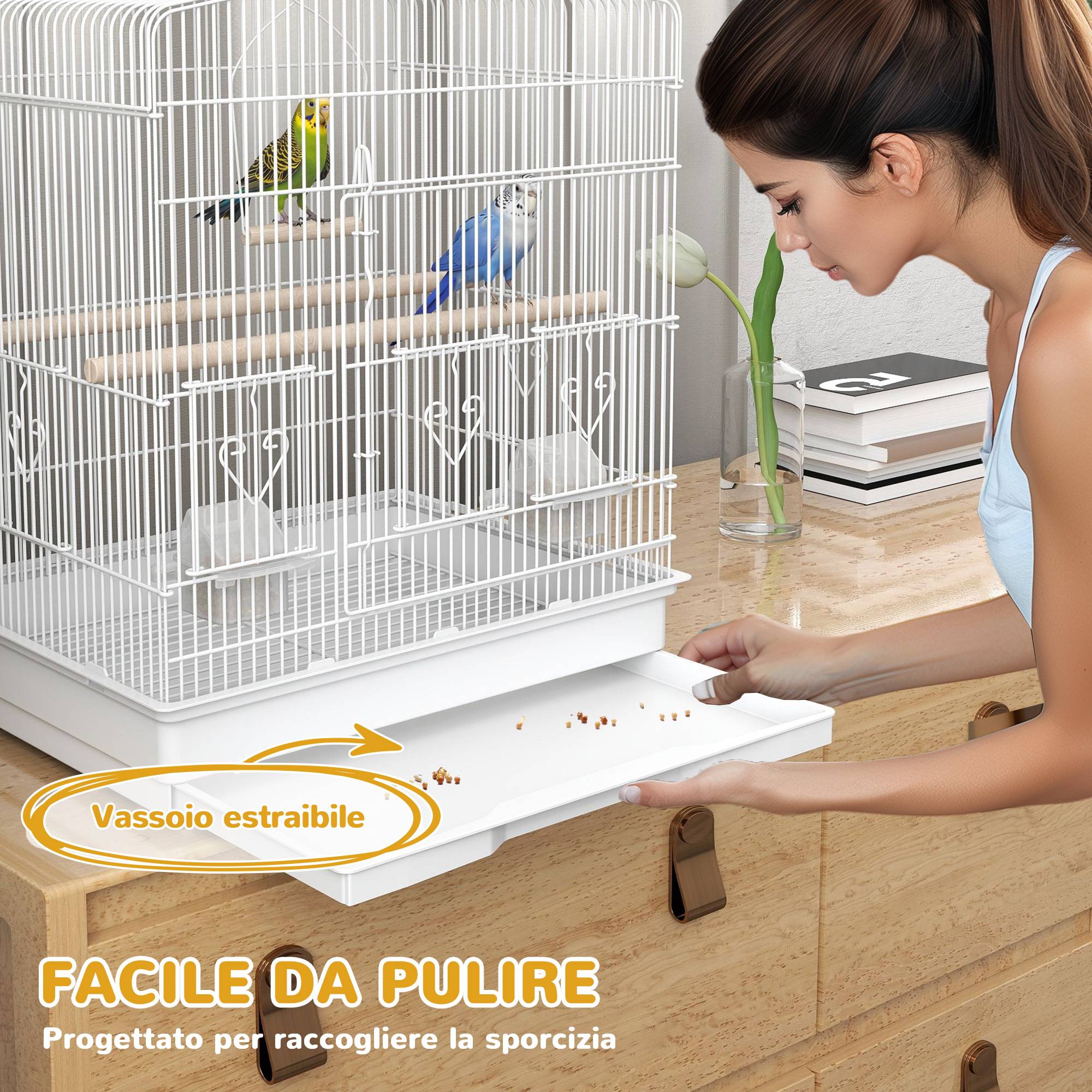 ComfortXL - Cage oiseaux acier blanc 46,5 x 36 x 59 cm pour perruches et canaris plateau amovible - ComfortXL Outdoor Living - Image 7