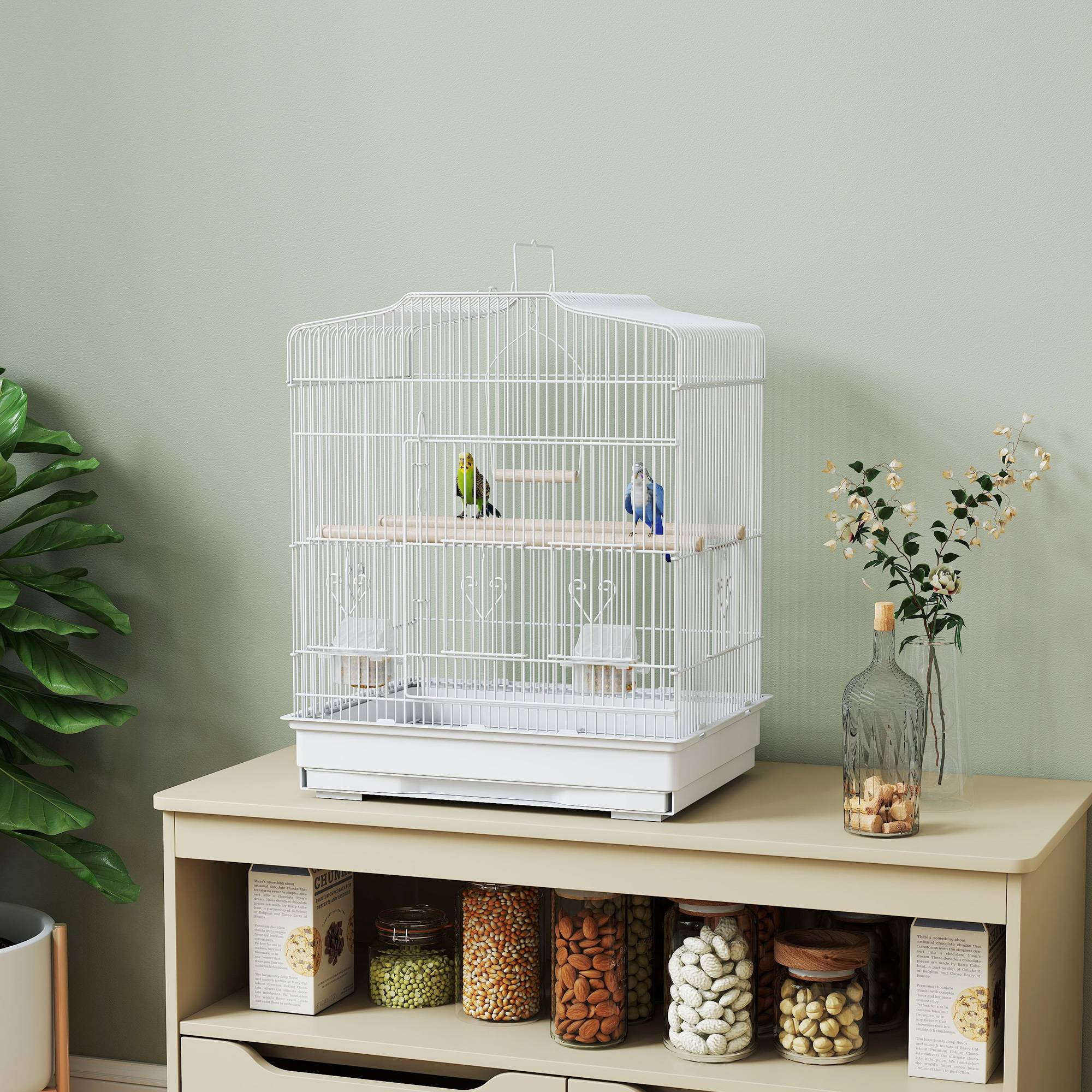 ComfortXL - Cage oiseaux acier blanc 46,5 x 36 x 59 cm pour perruches et canaris plateau amovible - ComfortXL Outdoor Living - Image 4