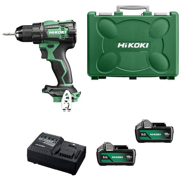 Perceuse visseuse à percussion 70Nm - HIKOKI - 2 batteries 18V 5.0Ah + chargeur en coffret - DV18DBSLWJZ - Image 1