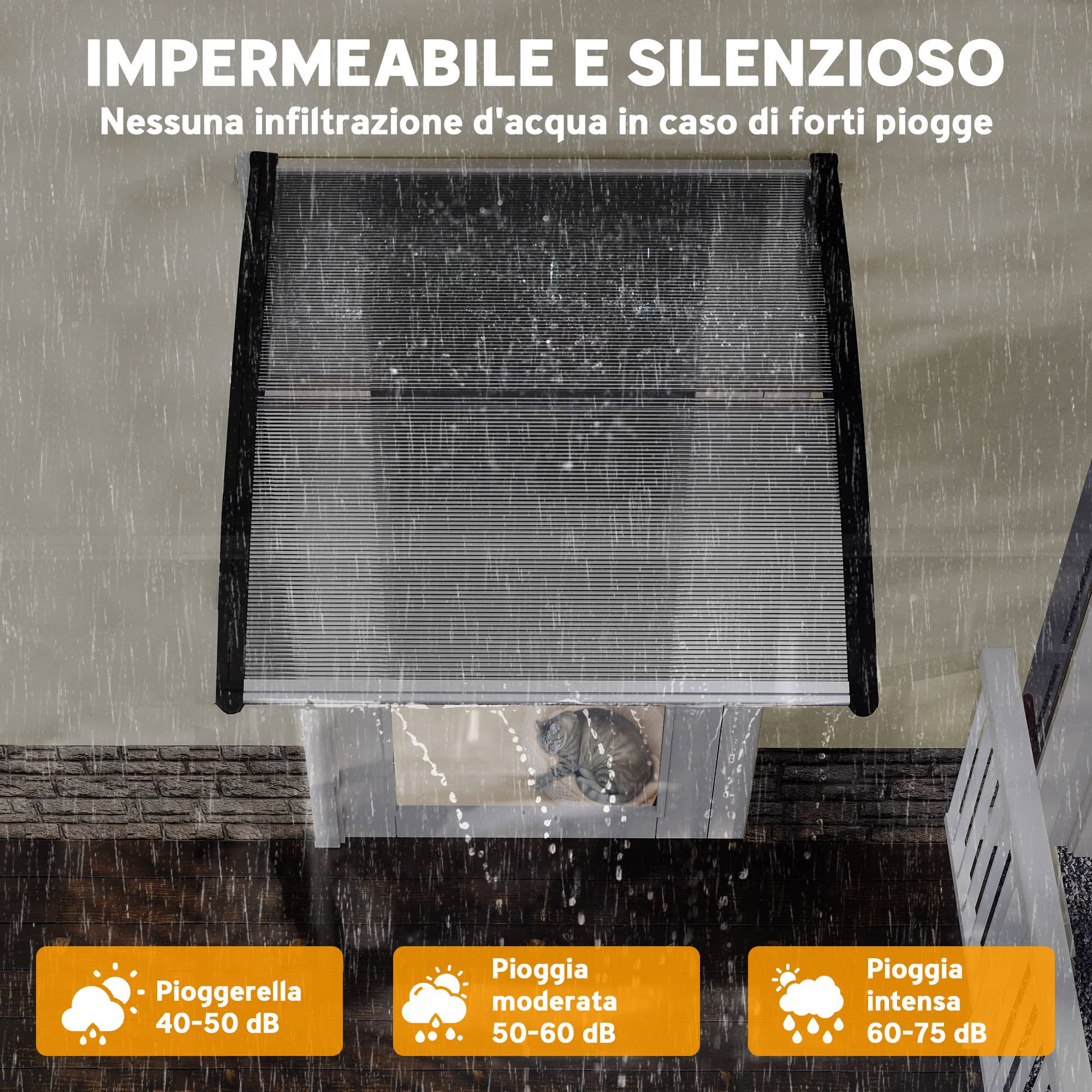 Marquise porte en polycarbonate pour fenêtres protection pluie UV 103x96cm transparent - ComfortXL Outdoor Living - Image 7
