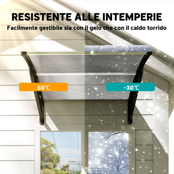 Marquise porte en polycarbonate pour fenêtres protection pluie UV 103x96cm transparent - ComfortXL Outdoor Living - Image 8