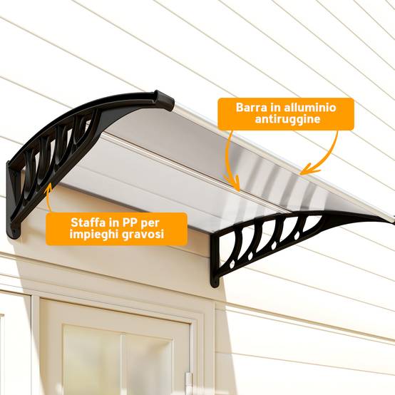 Marquise porte en polycarbonate pour fenêtres protection pluie UV 103x96cm transparent - ComfortXL Outdoor Living - Image 10