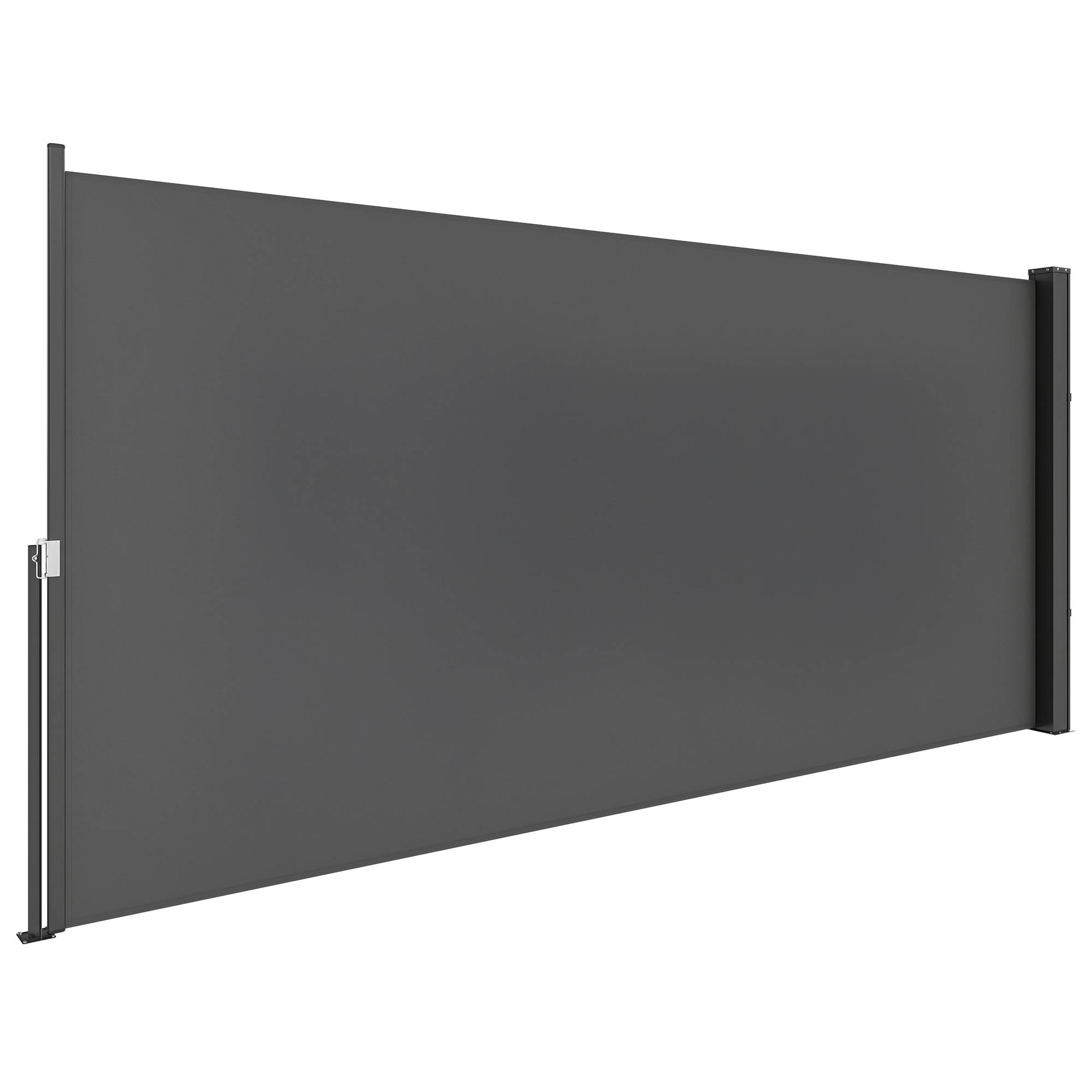 Store latéral brise-vue paravent rétractable 3 x 1,4 m alu. polyester anti-UV haute densité 180 g/m² gris foncé - Image 1