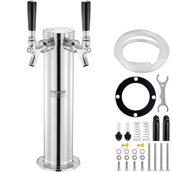 VEVOR Kit colonne bière pression double robinet, inox, tubes pré-assemblés. Bar, café. - Image 1