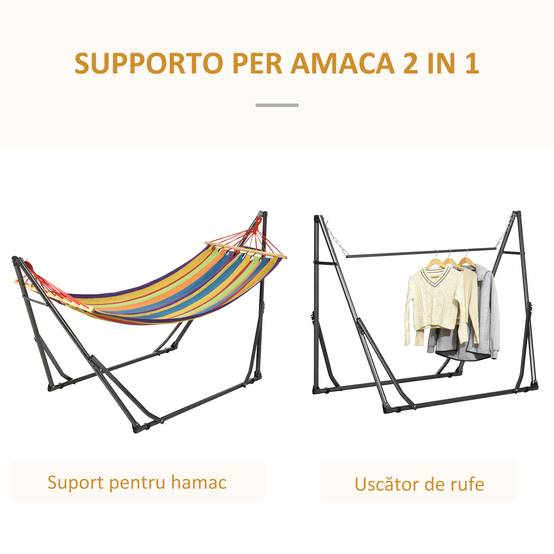 Hamac autoportant support pliant, lit coton et structure acier, multicolore - Image 6