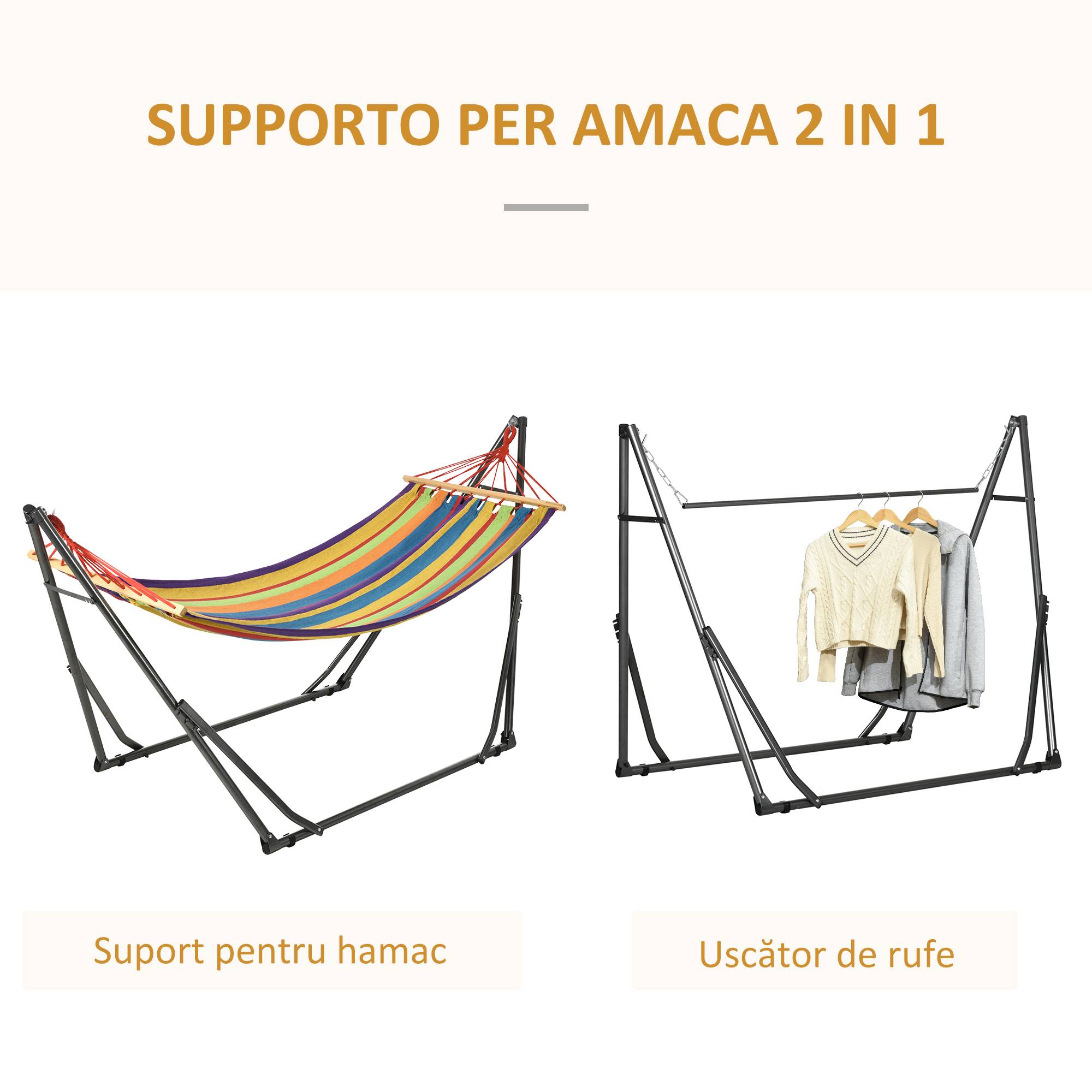 Hamac autoportant support pliant, lit coton et structure acier, multicolore - Image 6
