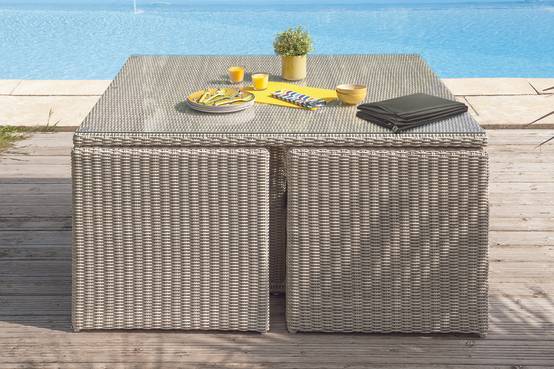 Dcb Garden - Housse de protection pour table de jardin en polyester - Gris ciment - OCEANE-LUNCH - Image 4