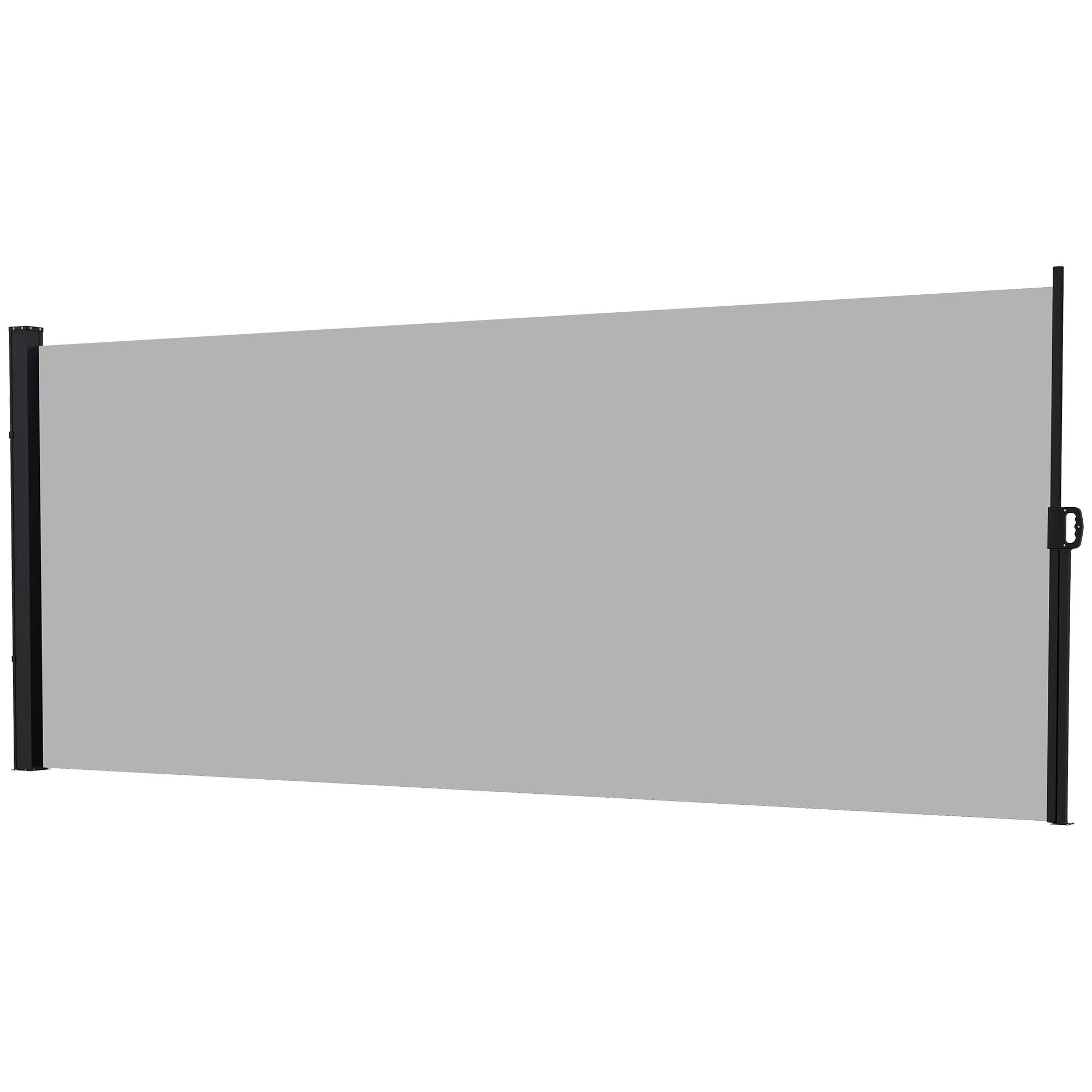Store latéral Brise-Vue paravent rétractable dim. 4L x 1,80H m alu. Polyester Anti-UV Haute densité 180 g/m² Gris - Image 2