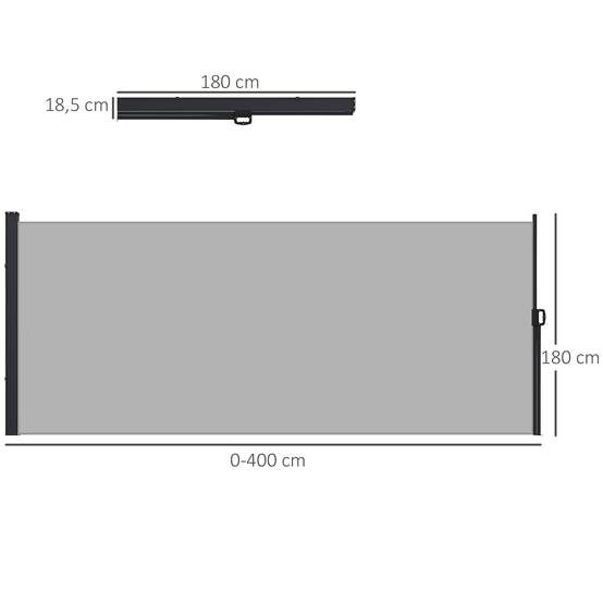 Store latéral Brise-Vue paravent rétractable dim. 4L x 1,80H m alu. Polyester Anti-UV Haute densité 180 g/m² Gris - Image 5