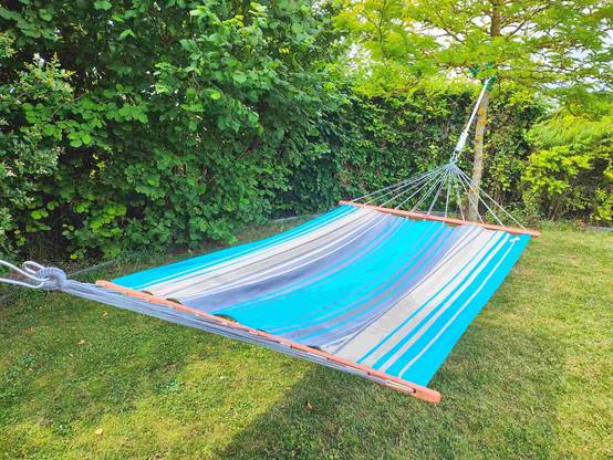 Jobek - Hamac KOUPLE 350x140 cm en Polypropylène Turquoise Anthracite certifié FSC 100% JOBEK - Image 2